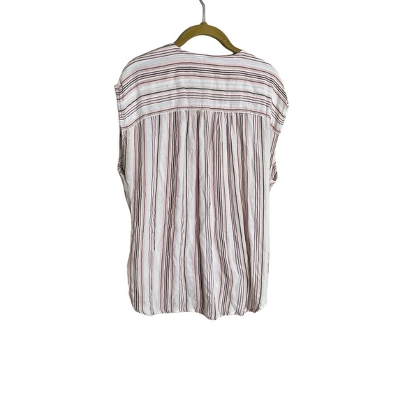 Max Studio Sleeveless Stripe White Base Blouse Stitch Neckline Closure Medium - Picture 4 of 5